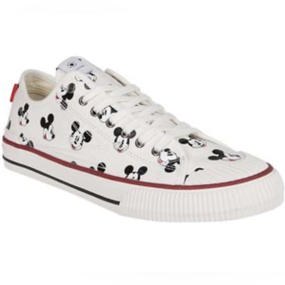 MOA Concept US 9.5 Cream Black Disney Sneakers Mickey Mouse Design Lace Up Shoes